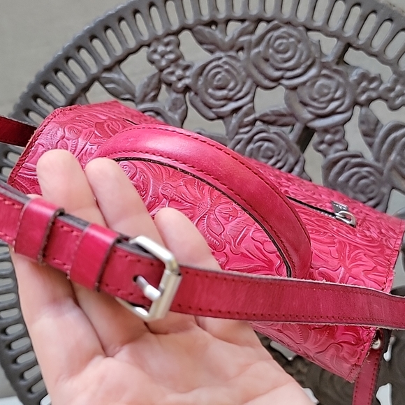 Patricia Nash Chauny Satchel Magenta Leather Tooled Handbag Purse. - Picture 5 of 10